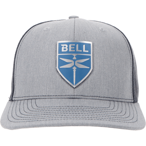 Aeroplane Apparel Company Headwear Heather Grey/Navy Bell Modern Logo Heritage Trucker Hat - Steel/Blue