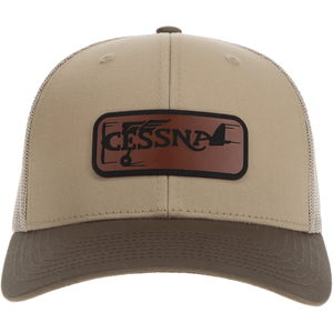 Aeroplane Apparel Company Headwear Khaki/Chocolate Chip Cessna 20's Logo Heritage Trucker Hat - Buckskin