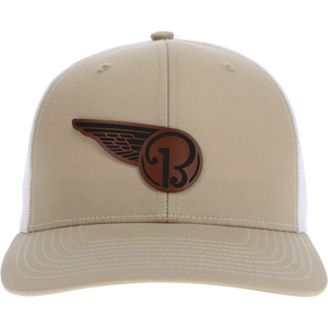 Aeroplane Apparel Company Headwear Khaki/White Beechcraft Half Wing Logo Heritage Trucker Hat - Buckskin