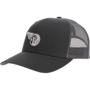 Aeroplane Apparel Company Headwear Solid Charcoal Beechcraft Half Wing Logo Velocity Trucker Hat - Pewter