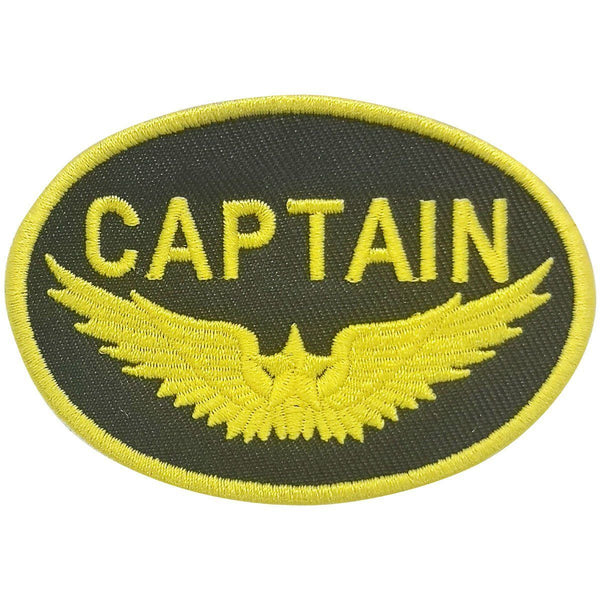 Captain Gold Wings Embroidered Patch (Iron On Application) - PilotMall.com