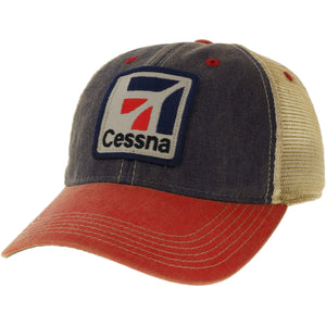 Cessna Navy/Scarlet Patch Trucker Cap - PilotMall.com